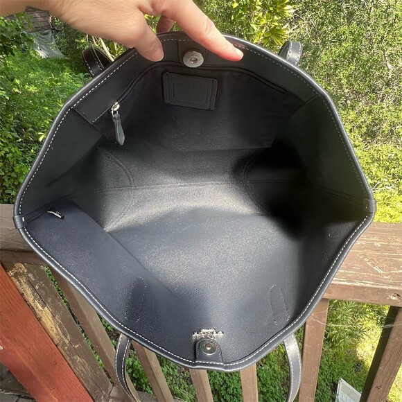 COACH City Tote Teal/Burgundy Houndstooth w Silver Hardware Shoulder Bag - Picture 6 of 8